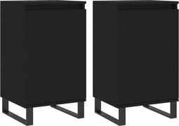 vidaXL - Dressoirs - 2 - st - 40x35x70 - cm - bewerkt - hout - zwart