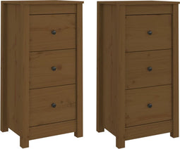 vidaXL - Dressoirs - 2 - st - 40x35x80 - cm - massief - grenenhout - honingbruin