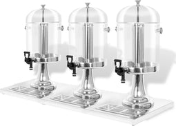 vidaXL - Drievoudige - sapdispenser - roestvrij - staal - 3x8 - L