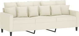 vidaXL - Driezitsbank - 180 - cm - fluweel - crèmekleurig