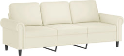 vidaXL - Driezitsbank - 180 - cm - fluweel - crèmekleurig