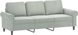 vidaXL - Driezitsbank - 180 - cm - fluweel - lichtgrijs