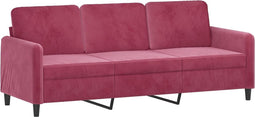 vidaXL - Driezitsbank - 180 - cm - fluweel - wijnrood