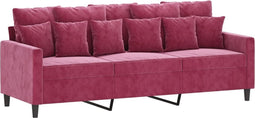 vidaXL - Driezitsbank - 180 - cm - fluweel - wijnrood