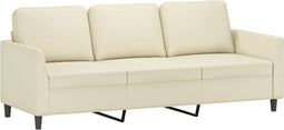 vidaXL - Driezitsbank - 180 - cm - kunstleer - crèmekleurig