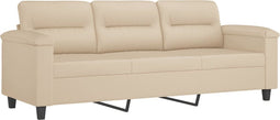 vidaXL - Driezitsbank - 180 - cm - microvezelstof - crèmekleurig