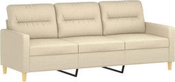 vidaXL - Driezitsbank - 180 - cm - stof - crèmekleurig