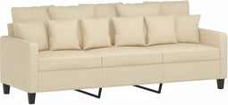 vidaXL - Driezitsbank - 180 - cm - stof - crèmekleurig