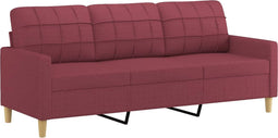 vidaXL - Driezitsbank - 180 - cm - stof - wijnrood