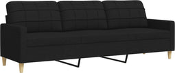 vidaXL - Driezitsbank - 210 - cm - stof - zwart