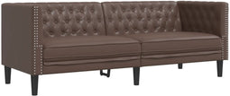 vidaXL - Driezitsbank - Chesterfield-stijl - kunstleer - bruin