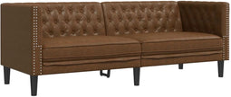 vidaXL - Driezitsbank - Chesterfield-stijl - kunstsuède - bruin