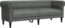 vidaXL - Driezitsbank - Chesterfield-stijl - stof - donkergrijs