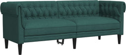 vidaXL - Driezitsbank - Chesterfield-stijl - stof - donkergroen