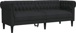 vidaXL - Driezitsbank - Chesterfield-stijl - stof - zwart