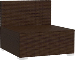 vidaXL - Driezitsbank - met - kussens - poly - rattan - bruin