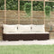 vidaXL - Driezitsbank - met - kussens - poly - rattan - bruin