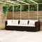 vidaXL - Driezitsbank - met - kussens - poly - rattan - bruin