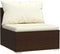 vidaXL - Driezitsbank - met - kussens - poly - rattan - bruin