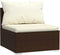 vidaXL - Driezitsbank - met - kussens - poly - rattan - bruin