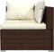 vidaXL - Driezitsbank - met - kussens - poly - rattan - bruin