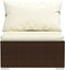 vidaXL - Driezitsbank - met - kussens - poly - rattan - bruin