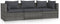 vidaXL - Driezitsbank - met - kussens - poly - rattan - grijs
