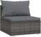 vidaXL - Driezitsbank - met - kussens - poly - rattan - grijs