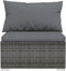vidaXL - Driezitsbank - met - kussens - poly - rattan - grijs