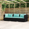 vidaXL - Driezitsbank - met - kussens - poly - rattan - zwart