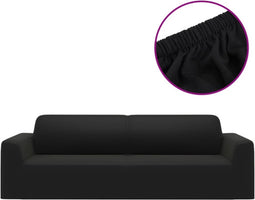 vidaXL - Driezitsbankhoes - stretch - polyester - jersey - zwart