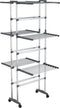 vidaXL - Droogrek - 3-laags - met - wieltjes - 60x70x129 - cm - zilverkleurig