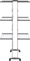 vidaXL - Droogrek - 3-laags - met - wieltjes - 60x70x129 - cm - zilverkleurig