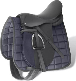 vidaXL Echt lederen paardrijzadel 17.5" 18 cm (5-in-1 set. zwart)