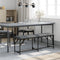 vidaXL - Eetkamerbank - 124x32x45 - cm - staal - en - stof - donkergrijs