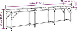 vidaXL - Eetkamerbank - 186x32x45 - cm - staal - en - stof - lichtgrijs