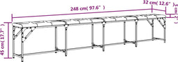 vidaXL - Eetkamerbank - 248x32x45 - cm - staal - en - kunstleer - zwart