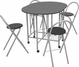 vidaXL - Eetkamerset - opvouwbaar - zwart - MDF - 5-dlg
