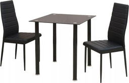 vidaXL - Eetkamerset - tafel - en - stoel - zwart - 3-delig