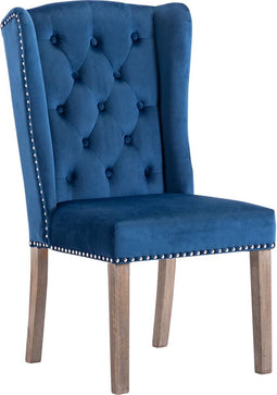 vidaXL - Eetkamerstoel - fluweel - blauw