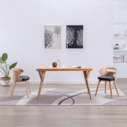 vidaXL - Eetkamerstoel - gebogen - hout - en - kunstleer - zwart