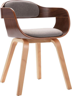 vidaXL - Eetkamerstoel - gebogen - hout - en - stof - taupe