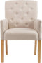 vidaXL - Eetkamerstoel - met - armleuningen - stof - beige