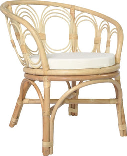 vidaXL - Eetkamerstoel - met - kussen - natuurlijk - rattan - en - linnen