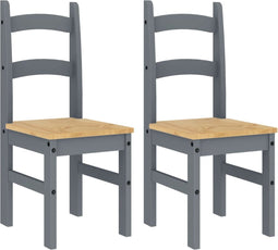 vidaXL - Eetkamerstoelen - 2 - st - 40x46x99 - cm - massief - grenenhout - grijs