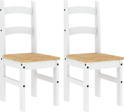 vidaXL - Eetkamerstoelen - 2 - st - 40x46x99 - cm - massief - grenenhout - wit