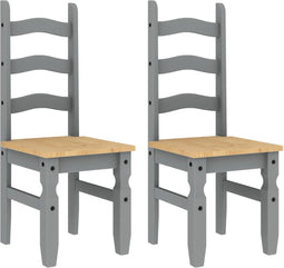 vidaXL - Eetkamerstoelen - 2 - st - Corona - 42x47x107 - cm - grenenhout - grijs