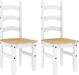 vidaXL - Eetkamerstoelen - 2 - st - Corona - 42x47x107 - cm - grenenhout - wit