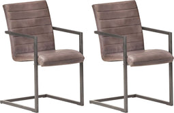 vidaXL - Eetkamerstoelen - 2 - st - echt - leer - bruin