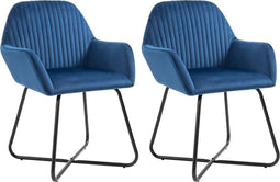 vidaXL - Eetkamerstoelen - 2 - st - fluweel - blauw